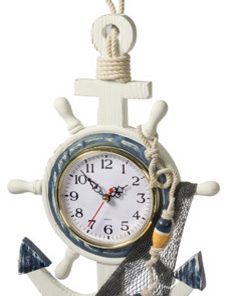 Wooden Anchor and Ship Wheel Clock