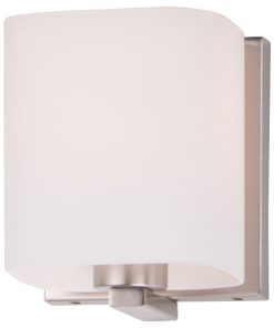Wrap 1-Light Bath Vanity, Satin Nickel With Satin White Glass/Shade