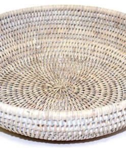 White Wash Rattan Round Bowl