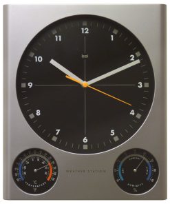 10x14" Tank Weather Station Wall Clock Black