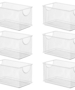 YBM Home Wire White Mesh Open Bin 7.75"x4.3"x4.3", 6-Pack