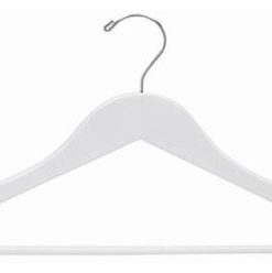 White Wooden Suit Hanger with Bar, Set of 25