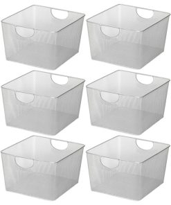 YBM Home Wire Mesh Open Bin Basket Silver 10"x9"x6", 6-Pack