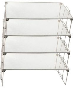 YBM Home Stackable Mesh Shelf Silver 16.25"x10"x5" 4 Pack