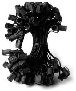 100' Commercial C9 Christmas Light Socket Set, 12" Spacing, 18 Gauge, Black Wire
