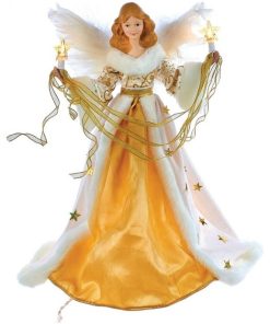 10-Light 16" Cream and Gold Angel Treetop
