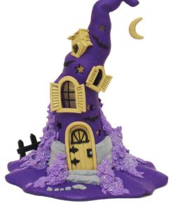 10.43" Claydough Halloween Purple LED Witch Hat Tablepiece