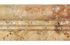 12 Honed Scabos Travertine Double-Step Chair Rail Trim, 2 1/2 X 12