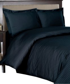 100% Cotton 300TC Striped Duvet Cover Set, Navy, Twin/Twin Xl