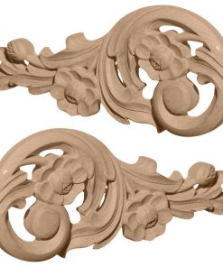 11.5"x5.5"x0.5", Each Side Large Springtime Scrolls, Pair, Alder