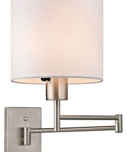 1-Light Swingarm Wall Lamp In Brushed Nickel White Shade White Shade Made Of