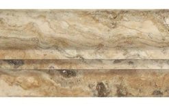 12 Honed Philadelphia Travertine Double-Step Chair Rail Trim, 2 1/2 X 12