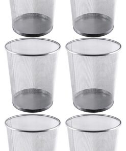 YBM Home Silver Steel Mesh Round Open Top Waste Basket 4.75 Gallon, 2-Pack