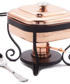 11"x10"x9"Hammered Copper Chafing Dish and Stainless Steel Spoon, 3 Qt
