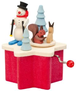 3.25" Red, White, and Blue Snowman Handcrank Decorative Music Box.