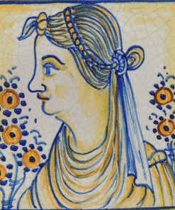 Woman Square Tile, San Donato, Made in Castelli, Italy, 6"x6"