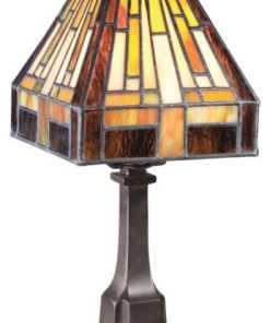 1 Light Geometric Desk LampSmall Tiffany Lamp Vintage Bronze Finish Tiffany