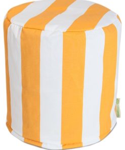 Yellow Vertical Stripe Small Pouf